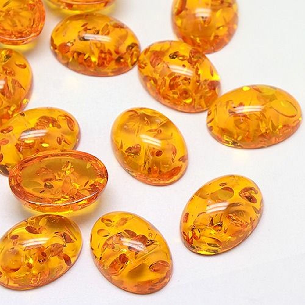 Amber Resin Oval Cabochons