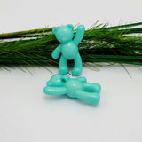 Set of aqua blue teddy bear pendants for DIY jewelry making, keychains, and crafts – cute plastic charms with loop holes