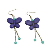 Butterfly Purple Earrings – Boho Turquoise Beaded Drop Earrings.
