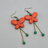 Butterfly Red Earrings – Boho Turquoise Beaded Drop Earrings.
