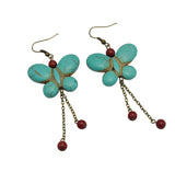 Butterfly Turquoise Earrings – Boho Turquoise Beaded Drop Earrings