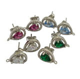 Teardrop Ear Stud Cubic Zirconia CZ Rhodium Plated Earstud Earrings Post jewelry making supply