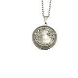 Ox Silver Round Locket with Bird and Flower  Friend Photo Picture.