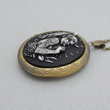 Ox Brass Oval Locket Devil Girl Cameo Photo Locket.