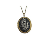 Ox Brass Oval Locket Devil Girl Cameo Photo Locket.
