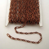 15ft Spool-Oxidized Copper Over Brass Mother-Son Flat Chain.