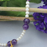 Handmade Amethyst and Freshwater Pearl Necklace Design.