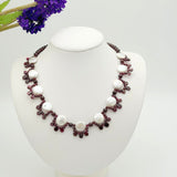 Freshwater Pearl Garnet Beads Necklace.