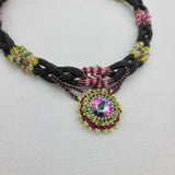 Vitrail Rivoli Swarovski Crystal  Woven Japanese 24K Real Gold Plated Handmade Necklace.