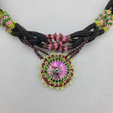 Vitrail Rivoli Swarovski Crystal  Woven Japanese 24K Real Gold Plated Handmade Necklace.