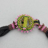 Vitrail Rivoli Swarovski Crystal  Woven Japanese 24K Real Gold Plated Handmade Necklace.