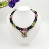 Vitrail Rivoli Swarovski Crystal  Woven Japanese 24K Real Gold Plated Handmade Necklace.