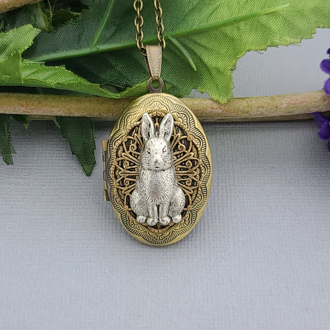 ox-brass-oval-locket-rabbit-necklace-photo-locket
