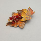 Red Currant Electroformed Brooch Unique Victorian Pin.