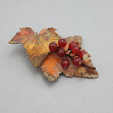 Red Currant Electroformed Brooch Unique Victorian Pin.