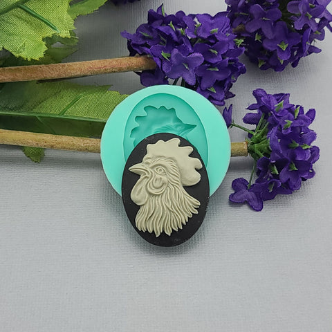 Silicone Mold Rooster Cameo Flexible for Crafts, Jewelry, Resin, Polymer Clay.