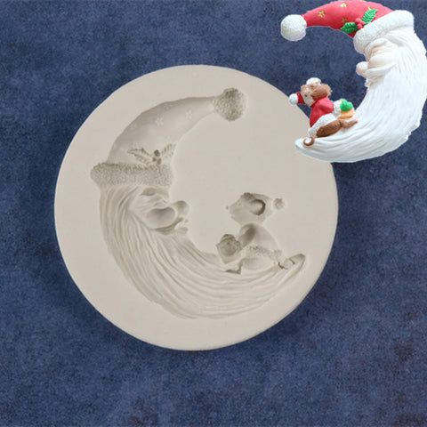 Christmas Theme Moon and Monkey Silicon Mold for Crafts, Jewelry, Resin, Polymer Clay.