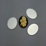 Cabochon Cameo Settings Oval Bezel Lace Edge Silver Plated over Brass.
