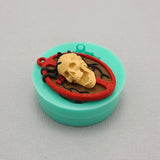 Skull on Cross Silicone Mold Ornament Keychain Jewelry Making Resin Polymer Clay.