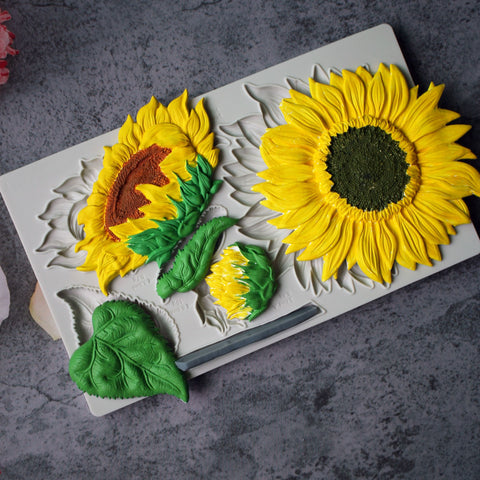 Big Flower & leaves Petals Silicone Mold Fondant Mould Cake Decorating Tool for Crafts