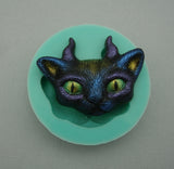 Silicon Mold Flexible Mold Flexible Devil Cat Face, Resin, Clay.