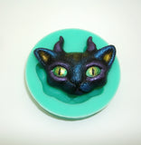 Silicon Mold Flexible Mold Flexible Devil Cat Face, Resin, Clay.