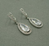 Clear CZ, Wedding Earrings, Dangle Earrings, Wedding Bridal Bridesmaid Jewelry Gift