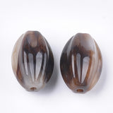Acrylic Corrugated Beads Imitation Gemstone Oval Marbled CoconutBrown(4 Beads).