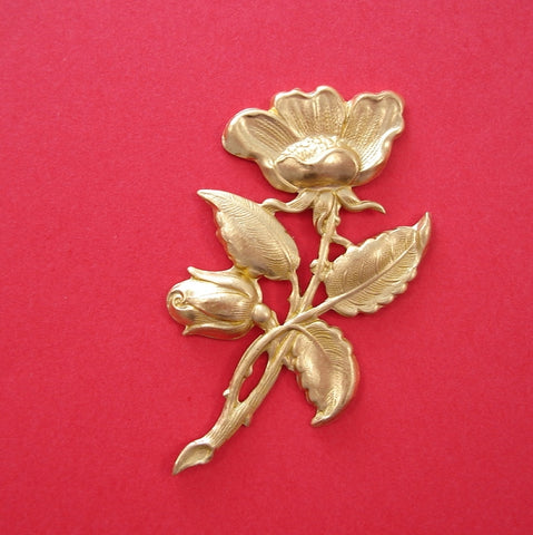 Flower  Embellishment  Raw Brass. - FINDINGS STOP