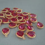 Glass Stone Pendants with Gold Rope Rim - FINDINGS STOP
