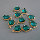 Glass Stone Pendants with Gold Rope Rim - FINDINGS STOP
