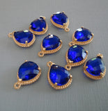 Glass Stone Pendants with Gold Rope Rim - FINDINGS STOP