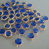 Square Framed 24K Gold Plated Brass Glass Connectors - FINDINGS STOP