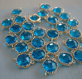 Square Framed 24K Gold Plated Brass Glass Connectors - FINDINGS STOP