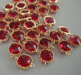 Square Framed 24K Gold Plated Brass Glass Connectors - FINDINGS STOP