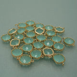 Square Framed 24K Gold Plated Brass Glass Connectors - FINDINGS STOP
