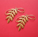 2-Branch Leaf Embellishment  Brass Stamping Pendant