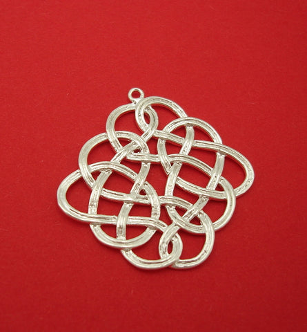 Celtic Knot Pendant Matte Silver over Brass Jewelry Making Supply