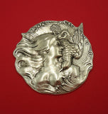 Large Disk of Woman with Bird Embellishment Brass Stamping Decor