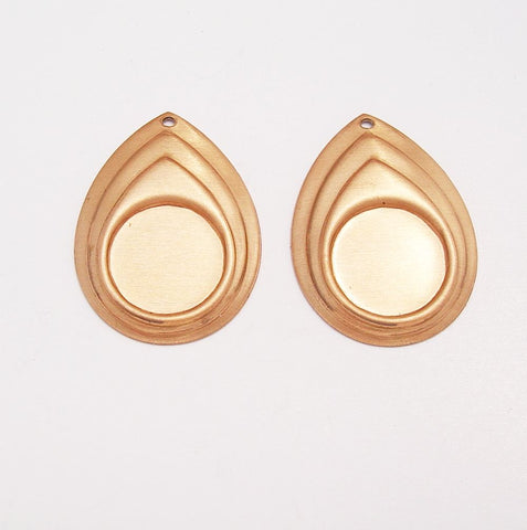 Raw Brass Stamping Pear Shape Pendant 1 Hole.