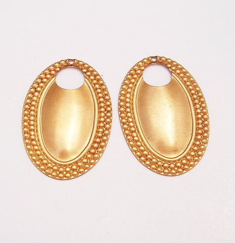 Raw Brass Stamping Dapped Oval Pendant 1 Hole.