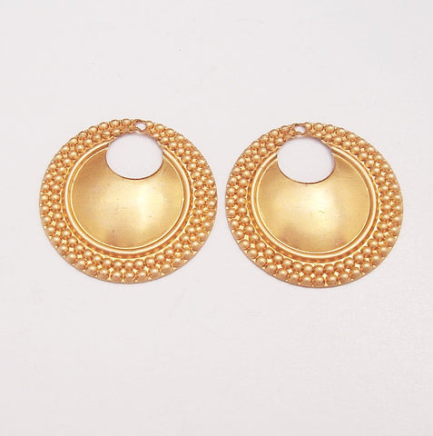 Raw Brass Stamping Dapped Round Pendant 1 Hole.