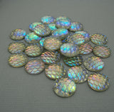 Round Resin Cabochons, Mermaid Fish Scale