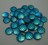 Round Resin Cabochons, Mermaid Fish Scale