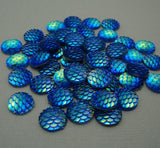 Round Resin Cabochons, Mermaid Fish Scale