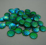 Round Resin Cabochons, Mermaid Fish Scale