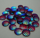 Round Resin Cabochons, Mermaid Fish Scale