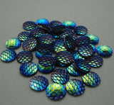 Round Resin Cabochons, Mermaid Fish Scale