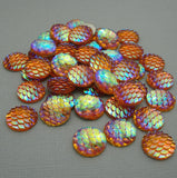 Round Resin Cabochons, Mermaid Fish Scale