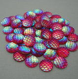 Round Resin Cabochons, Mermaid Fish Scale